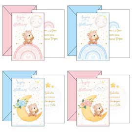 BIGLIETTO AUGURI BATTESIMO - 4 SOGGETTI ASSORTITI - KARTOS 97134