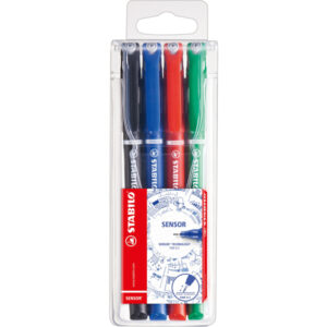 FINELINER STABILO SENSOR - TRATTO 0,3MM - 4 COLORI ASSORTITI - STABILO - CONF. 4 PEZZI 80096