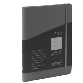 TACCUINO ECOQUA PLUS - CON ELASTICO - SPIRALATO - A5 - 70 FOGLI - PUNTINATO - ANTRACITE - FABRIANO 94734