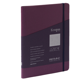 TACCUINO ECOQUA PLUS - CON ELASTICO - SPIRALATO - A5 - 70 FOGLI - PUNTINATO - VINO - FABRIANO 94738