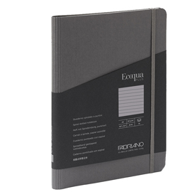 TACCUINO ECOQUA PLUS - CON ELASTICO - SPIRALATO - A5 - 70 FOGLI - RIGHE - ANTRACITE - FABRIANO 94739
