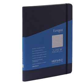 TACCUINO ECOQUA PLUS - CON ELASTICO - SPIRALATO - A5 - 70 FOGLI - RIGHE - BLU SCURO - FABRIANO 94740
