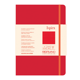 TACCUINO ISPIRA - CON ELASTICO - COPERTINA FLESSIBILE - A5 - 96 FOGLI - PUNTINATO - ROSSO - FABRIANO 94760