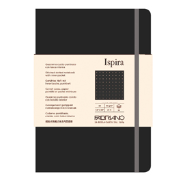 TACCUINO ISPIRA - CON ELASTICO - COPERTINA FLESSIBILE - A5 - 96 FOGLI - PUNTINATO - NERO - FABRIANO 94756