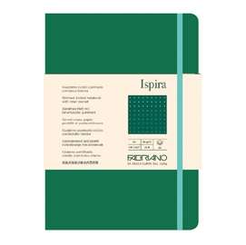 TACCUINO ISPIRA - CON ELASTICO - COPERTINA FLESSIBILE - A5 - 96 FOGLI - PUNTINATO - VERDE - FABRIANO 94758