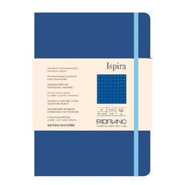 TACCUINO ISPIRA - CON ELASTICO - COPERTINA FLESSIBILE - A5 - 96 FOGLI - PUNTINATO - BLU ROYAL - FABRIANO 94761