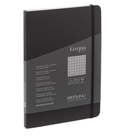 TACCUINO ECOQUA PLUS - CON ELASTICO - RILEGATURA CUCITA - A5 - 5 MM - 80 FOGLI - NERO - FABRIANO 94727