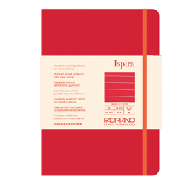 TACCUINO ISPIRA - CON ELASTICO - COPERTINA RIGIDA - A5 - 96 FOGLI - RIGHE - ROSSO - FABRIANO 94754