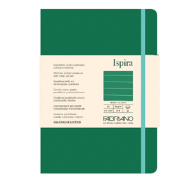 TACCUINO ISPIRA - CON ELASTICO - COPERTINA RIGIDA - A5 - 96 FOGLI - RIGHE - VERDE - FABRIANO 94752