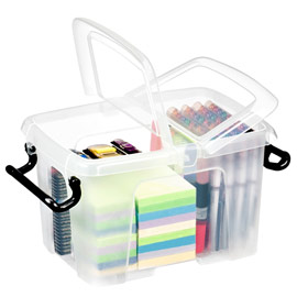 CONTENITORE MULTIUSO CON COPERCHIO - 28,5X22,5X17,5 CM - 6 L - PPL - TRASPARENTE - STRATA 64590