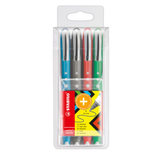 ROLLER  WORKER COLORFUL CON CAPPUCCIO - TRATTO 0,5MM - COLORI ASSORTITI  - STABILO - ASTUCCIO 4 ROLLER 73359