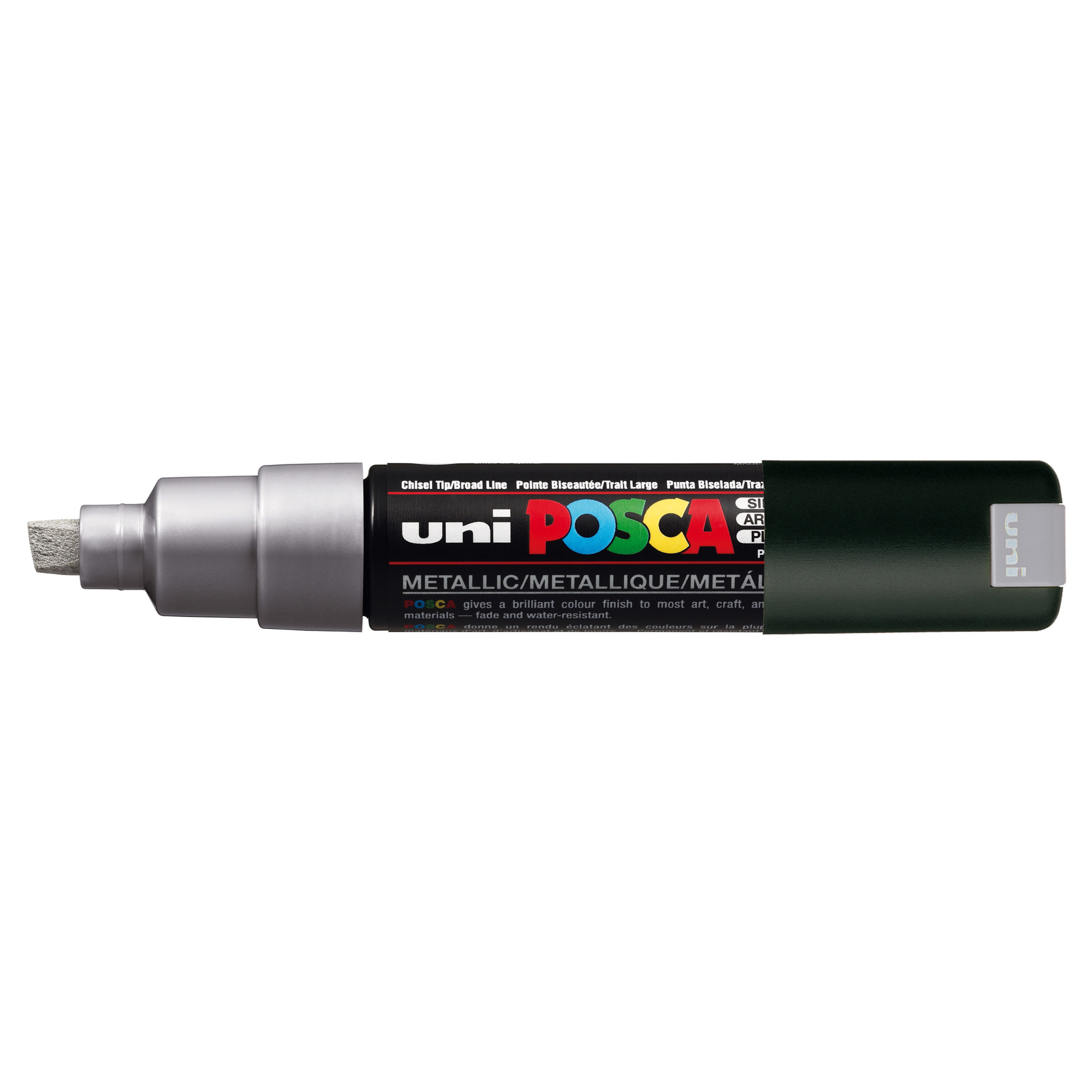 MARCATORE A BASE D'ACQUA UNI POSCA PC8K - PUNTA LARGE A SCALPELLO 8,0MM - ARGENTO - UNI MITSUBISHI 77230