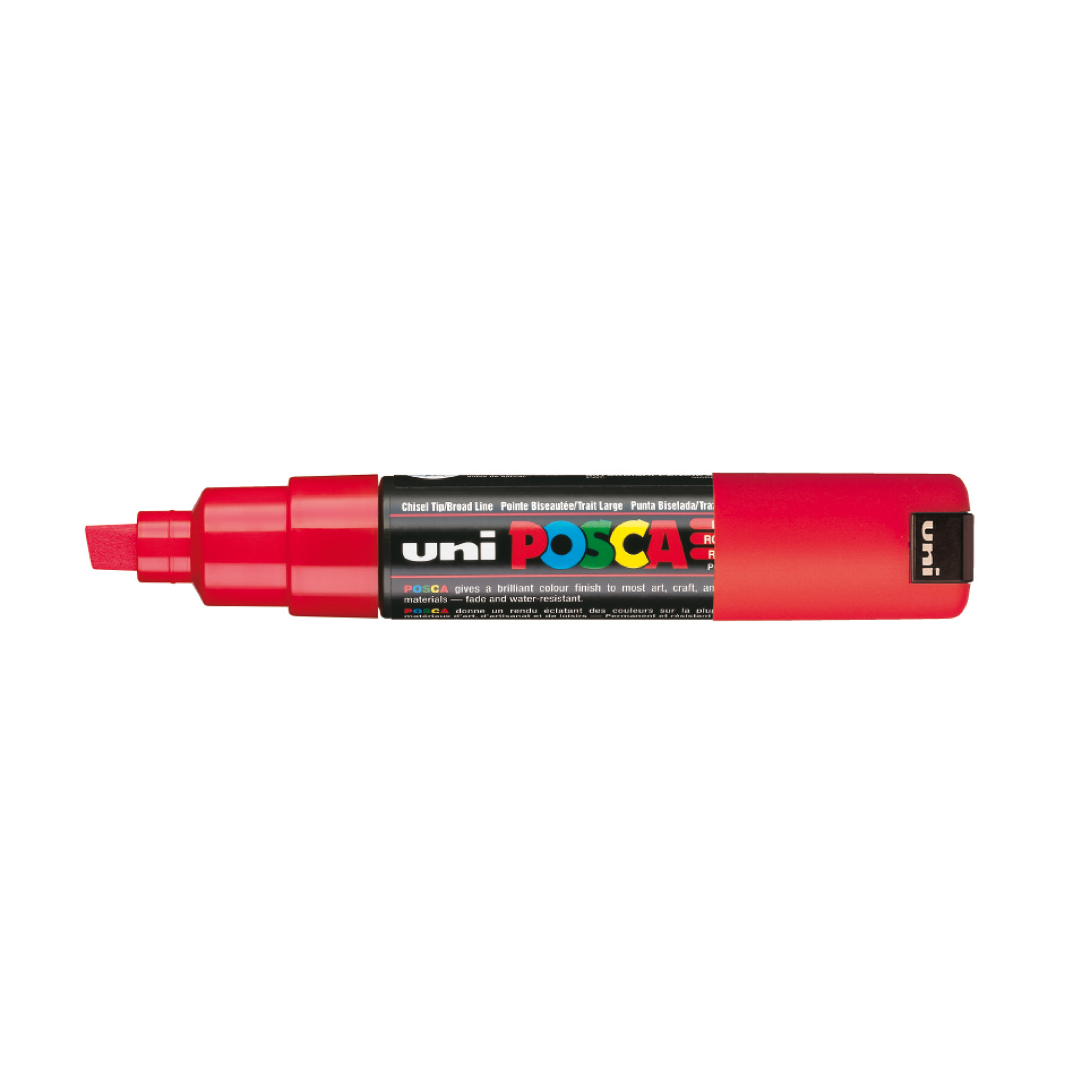 MARCATORE A BASE D'ACQUA UNI POSCA P8CK - PUNTA EXTRA LARGE A SCALPELLO 8,00MM - ROSSO - UNI MITSUBISHI 75615