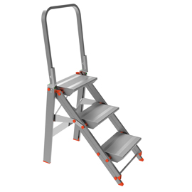SCALA SGABELLO CLASS PIU' CON PARAPETTO - 3 GRADINI - ALLUMINIO - MARCHETTI 80744