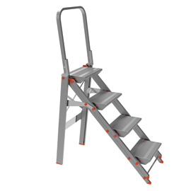 SCALA SGABELLO CLASS PIU' CON PARAPETTO - 4 GRADINI - ALLUMINIO - MARCHETTI 80745