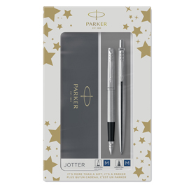 GIFT SET DUO - JOTTER STAINLESS STEEL CT SFERA + STILOGRAFICA - PUNTA MEDIA - PARKER 95960
