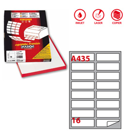 ETICHETTA ADESIVA A435 - PERMANENTE - 99,1X34 MM - 16 ETICHETTE PER FOGLIO - BIANCO - MARKIN - SCATOLA 100 FOGLI A4 32451