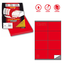 ETICHETTA ADESIVA C502 - PERMANENTE - 105X72 MM - 8 ETICHETTE PER FOGLIO - ROSSO - MARKIN - SCATOLA 100 FOGLI A4 48471
