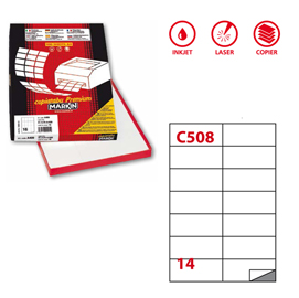 ETICHETTA ADESIVA C508 - PERMANENTE - 105X42 MM - 14 ETICHETTE PER FOGLIO - BIANCO - MARKIN - SCATOLA 100 FOGLI A4 31157