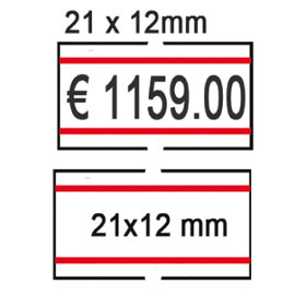 ROTOLO DA 1000 ETICHETTE PER PRINTEX SMART - 21X12 MM - ADESIVO REMOVIBILE - BIANCO CON RIGHE ROSSE - PACK 10 ROTOLI 74891