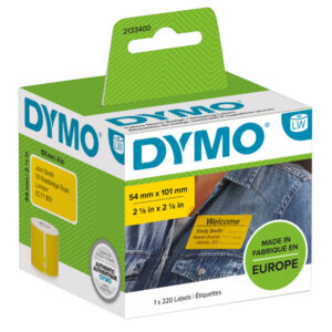 ROTOLO 220 ETICHETTE PER DYMO LABELWRITER - SPEDIZIONE-BADGE - 54X101 MM - GIALLO - DYMO 91243