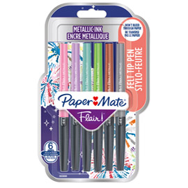 PENNARELLO FLAIR NYLON - COLORI ASSORTITI METALLIC - PAPERMATE - CONF. 6 PEZZI 95239