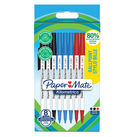 PENNA SFERA CONCAPPUCCIO KILOMETRICO RECYCLED - PUNTA 1,0 MM - COLORI ASSORTITI - PAPERMATE - CONF. 8 PEZZI 101523