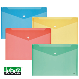 BUSTE CON BOTTONE - PPL - 33,5X23,5 CM - COLORI ASSORTITI - LEBEZ - CONF. 5 PEZZI 68139