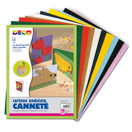CARTONCINO ONDULATO CANNETE' 2200 - 25X35CM - COLORI ASSORTITI - DECO - SET 10 FOGLI 67652