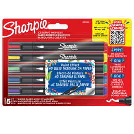 MARCATORE ACRILICO - PUNTA TONDA - COLORI ASSORTITI - SHARPIE - CONF. 5 PEZZI 101500