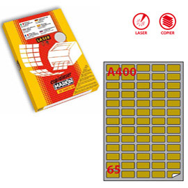 ETICHETTA ADESIVA A400 MARKIN - ORO - ADATTA A STAMPANTI LASER - 38.1X21.2 MM - 65 ETICHETTE PER FOGLIO - SCATOLA DA 100 FOGLI A4 50804