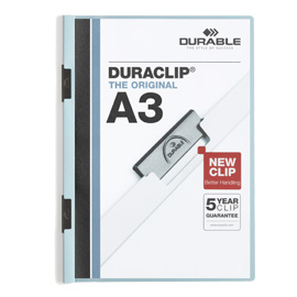 CARTELLINA CON MOLLA DURACLIP - PVC - A3 - AZZURRO - DURABLE 61487