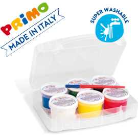 DITACOLOR COLORI A DITA - 100ML  - C-PENNELLO - PRIMO - VALIGETTA 6 COLORI 71086
