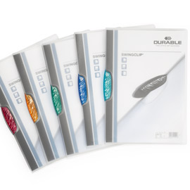 CARTELLINE CON CLIP SWINGCLIP - PPL - 22X31 CM - CLIP COLORATA - TRASPARENTE - DURABLE - CONF. 5 PEZZI 61611