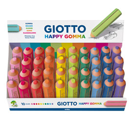 HAPPY GOMMA - COLORI ASSORTITI - GIOTTO - ESPOSITORE 40 GOMME 87323