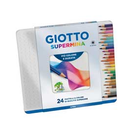 SUPERMINA PASTELLI COLORATI - LUNGHEZZA 18CM D 7,6MM E MINA D3,8MM - GIOTTO - ASTUCCIO IN METALLO 24 PASTELLI COLORATI 49990