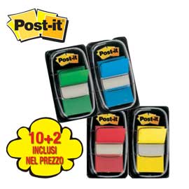 SEGNAPAGINA POST IT  INDEX MEDIUM - 4 COLORI CLASSICI - VALUE PACK 10+2 (DISPENSER DA 50 SEGNAPAGINA CIASCUNO) 66711
