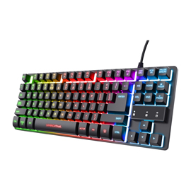 TASTIERA GAMING GX833 THADO - CON ILLUMINAZIONE LED MULTICOLORE - METALLO - NERO -TRUST 98470