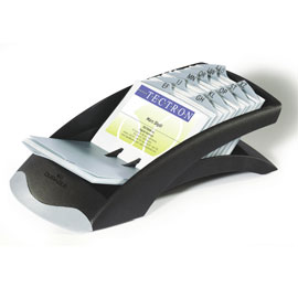 PORTABIGLIETTI DA VISITA VISIFIX  DESK VEGAS - 100 BUSTE - SEPARATORE A-Z - 13,1X6,7X24,5 CM - GRIGIO - DURABLE 64507
