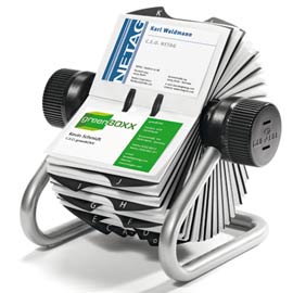 PORTABIGLIETTI DA VISITA VISIFIX  ROTARY - 400 POSTI - 19,5X19X12 CM - SILVER - DURABLE 68163