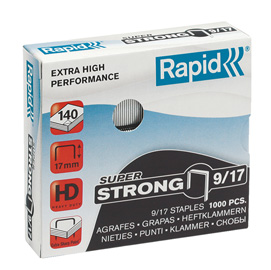 PUNTI RAPID SUPER STRONG - ALTI SPESSORI - 9-17 - ACCIAIO ZINCATO - METALLO - RAPID - CONF. 1000 PEZZI 32384