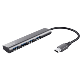 HUB HALYX - 4 PORTE - DA USB-C A USB-A 3.2 GEN1 - ALLUMINIO - GRIGIO - TRUST 98771