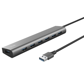 HUB HALYX - 7 PORTE - USB 3.2 GEN 1 - ALLUMINIO - GRIGIO - TRUST 98772