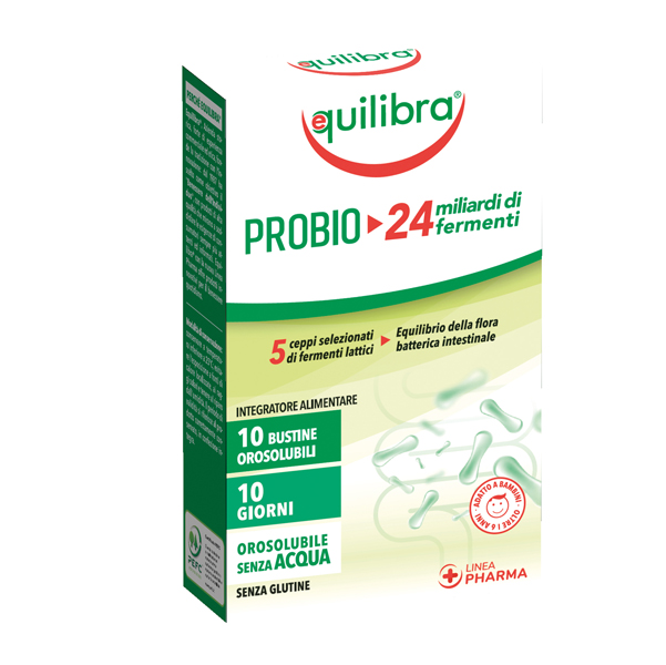 INTEGRATORI PROBIO 24 MILIARDI DI FERMENTI - 10 BUSTINE OROSOLUBILI (25 GR CAD.) - EQUILIBRA 92295
