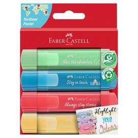 EVIDENZIATORE TEXTLINER 46 - COLORI ASSORTITI PASTEL - FABER CASTELL - ASTUCCIO 4 PEZZI 98870