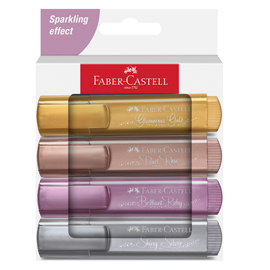 EVIDENZIATORE TEXTLINER 46 - PUNTA A SCALPELLO - TRATTO 1,0-3,0-5,0 MM - COLORI ASSORTITI METALLIC - FABER CASTELL - ASTUCCIO 4 COLORI 101476