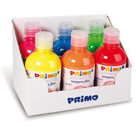 TEMPERA BRILLANTE FLUORESCENTE - 300ML - COLORI FLUO ASSORTITI - PRIMO - BOX 6 COLORI 78077