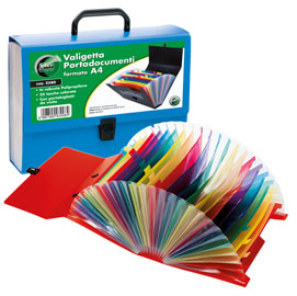 VALIGETTA PORTADOCUMENTI - 25 TASCHE COLORATE - PPL - NERO - LEBEZ 77422