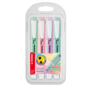 EVIDENZIATORE SWING COOL PASTEL - PUNTA A SCALPELLO - TRATTO 1,00 - 4,00 MM - COLORI ASSORTITI PASTELLO - STABILO - ASTUCCIO 4 PEZZI 85916