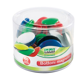 BOTTONI MAGNETICI TONDI - MISURE E COLORI ASSORTITI - LEBEZ - BARATTOLO DA 60 PEZZI 61337